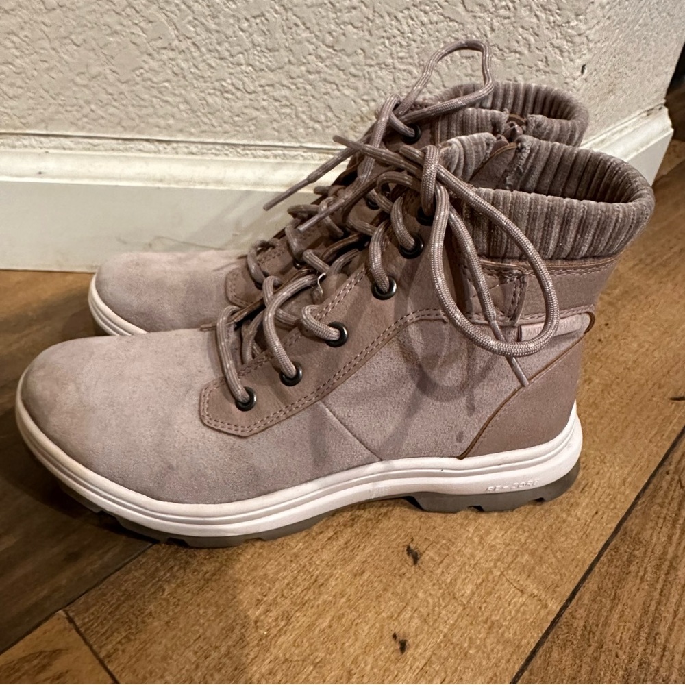 Ryka Mauve Taupe Water Repellent Lace-up Suede Moto Hiking Boots Brunswick 7